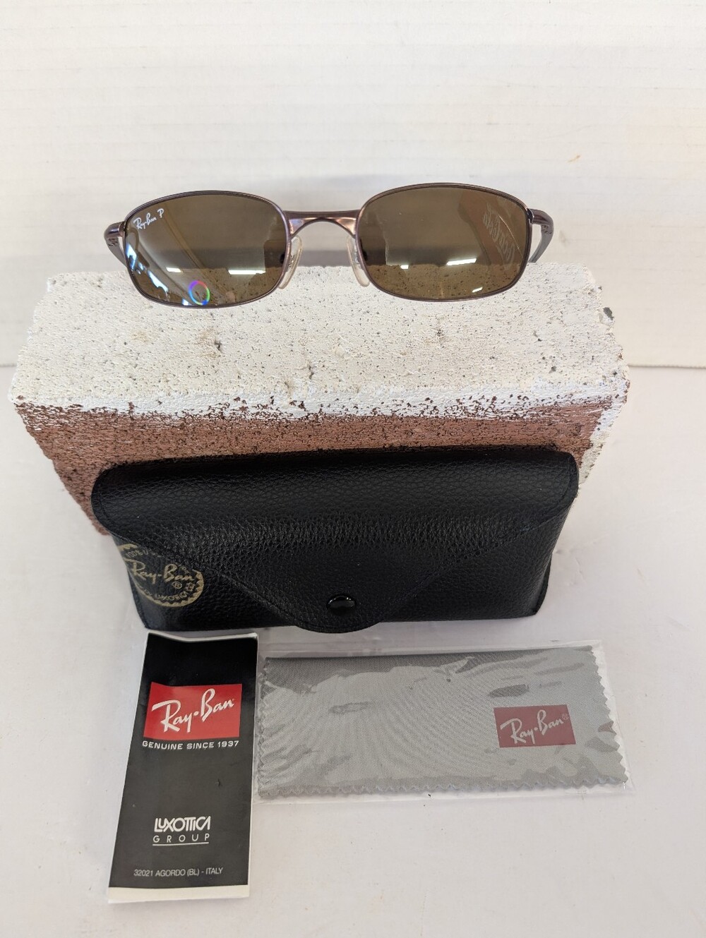 Ray-Ban Bronze Lens Oval Sunglasses with Black Case